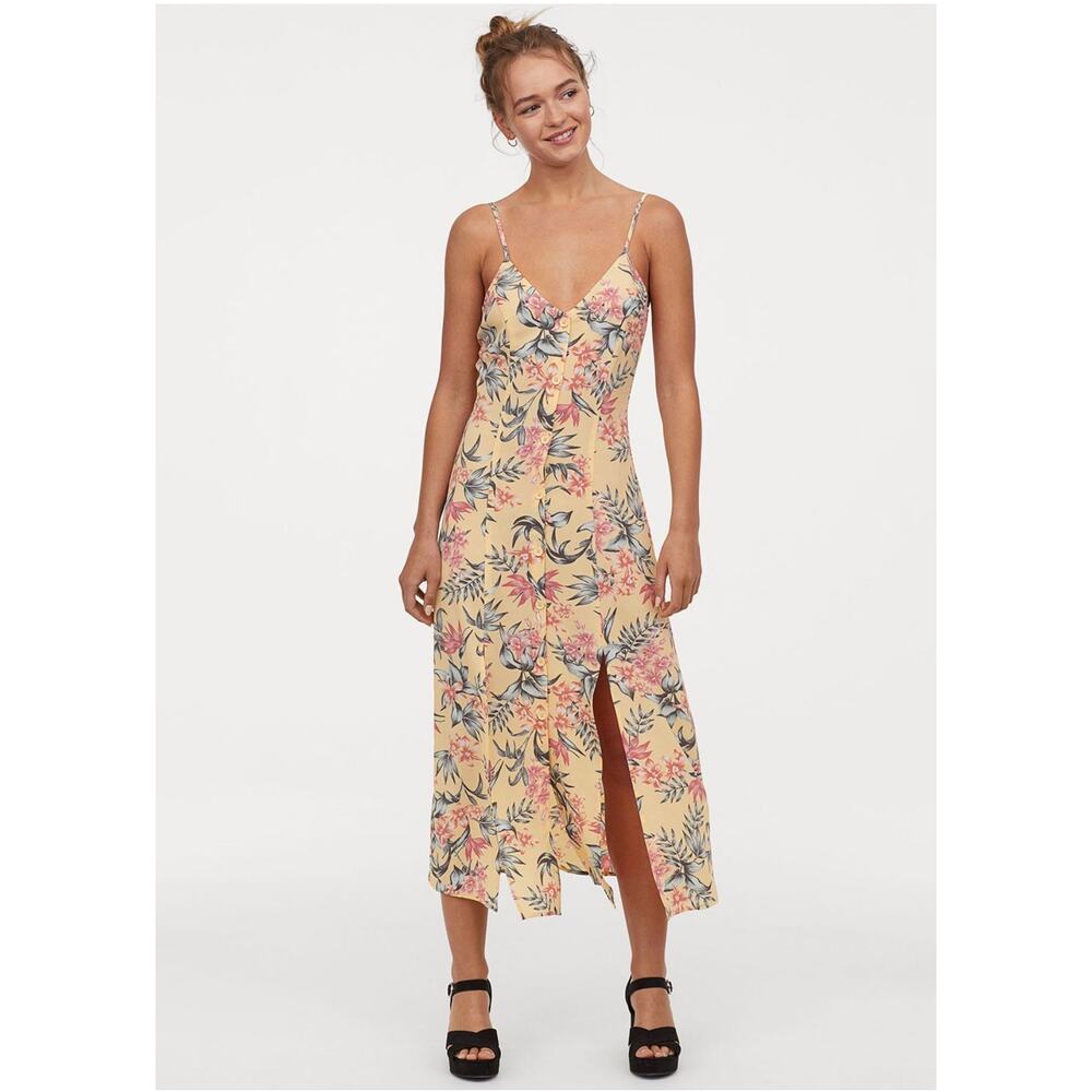 NWT H&M Yellow Floral button down dress.